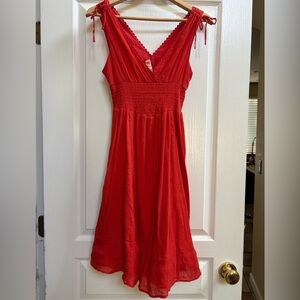 Anthropologie Red Midi Dress